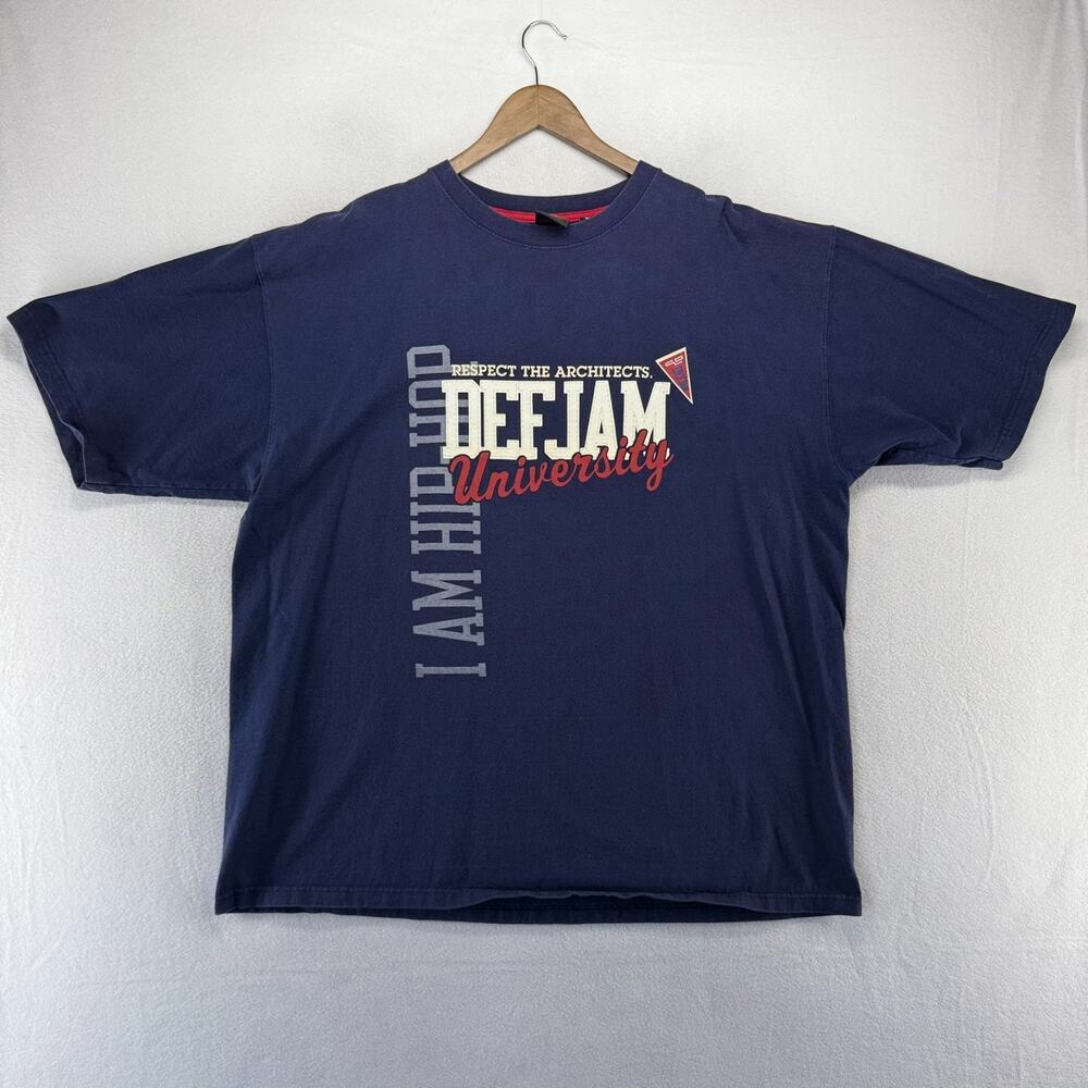 Vintage Def Jam University Shirt Men's 2XL Blue Graphic Hip Hop Oversized y2k